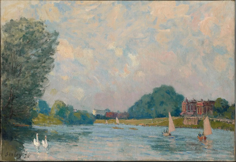 O Tâmisa em Hampton Court - Alfred Sisley
