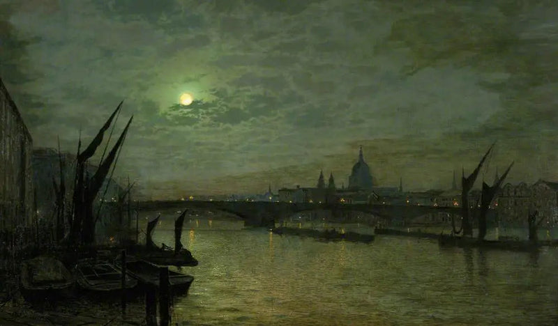 O Tamisa à luz da lua com a ponte de Southwark, Londres - John Atkinson Grimshaw