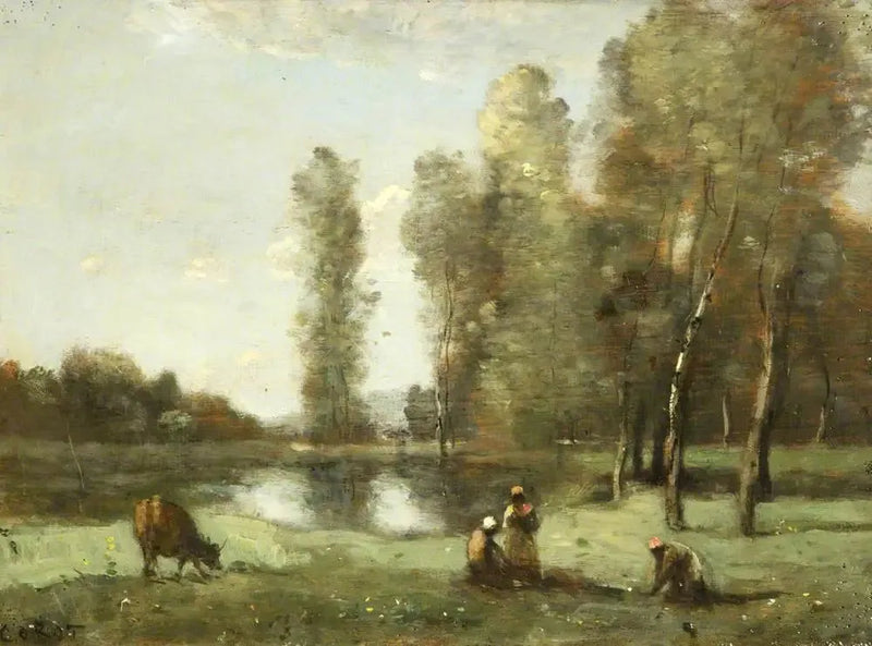 A vaca no bebedouro - Jean-Baptiste Camille Corot