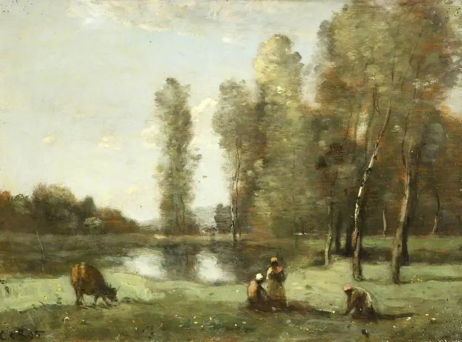 A vaca no bebedouro - Jean-Baptiste Camille Corot