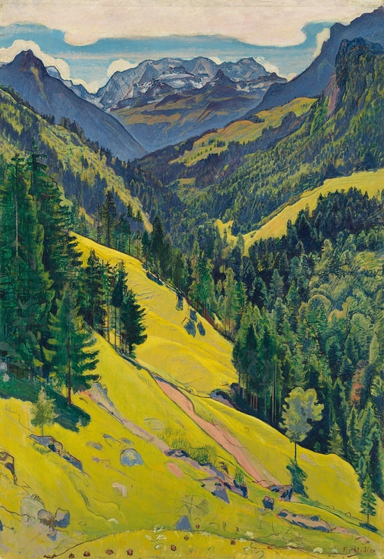 O vale de Kien com o maciço de Blüemlisalp - Ferdinand Hodler