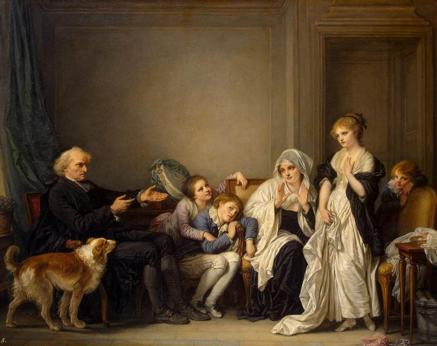 A viúva e seu padre - Jean-Baptiste Greuze