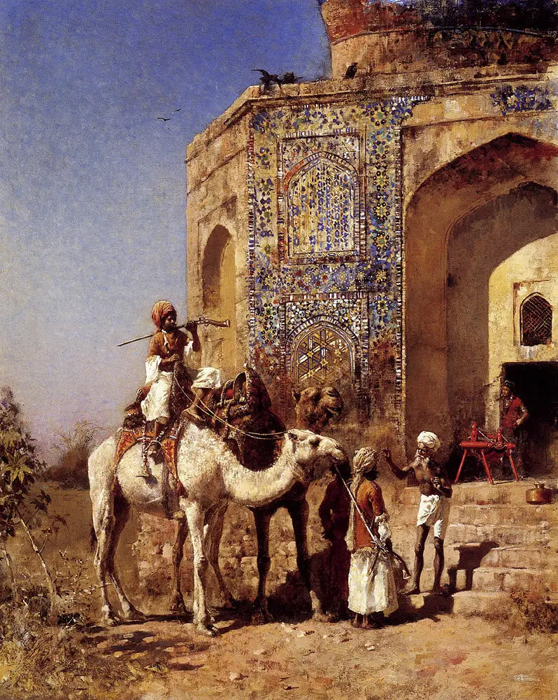 A antiga mesquita com azulejos azuis do lado de fora de Delhi - Edwin Lord Weeks