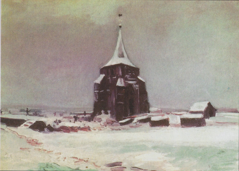 A velha torre do cemitério de Nuenen sob a neve - Vincent van Gogh