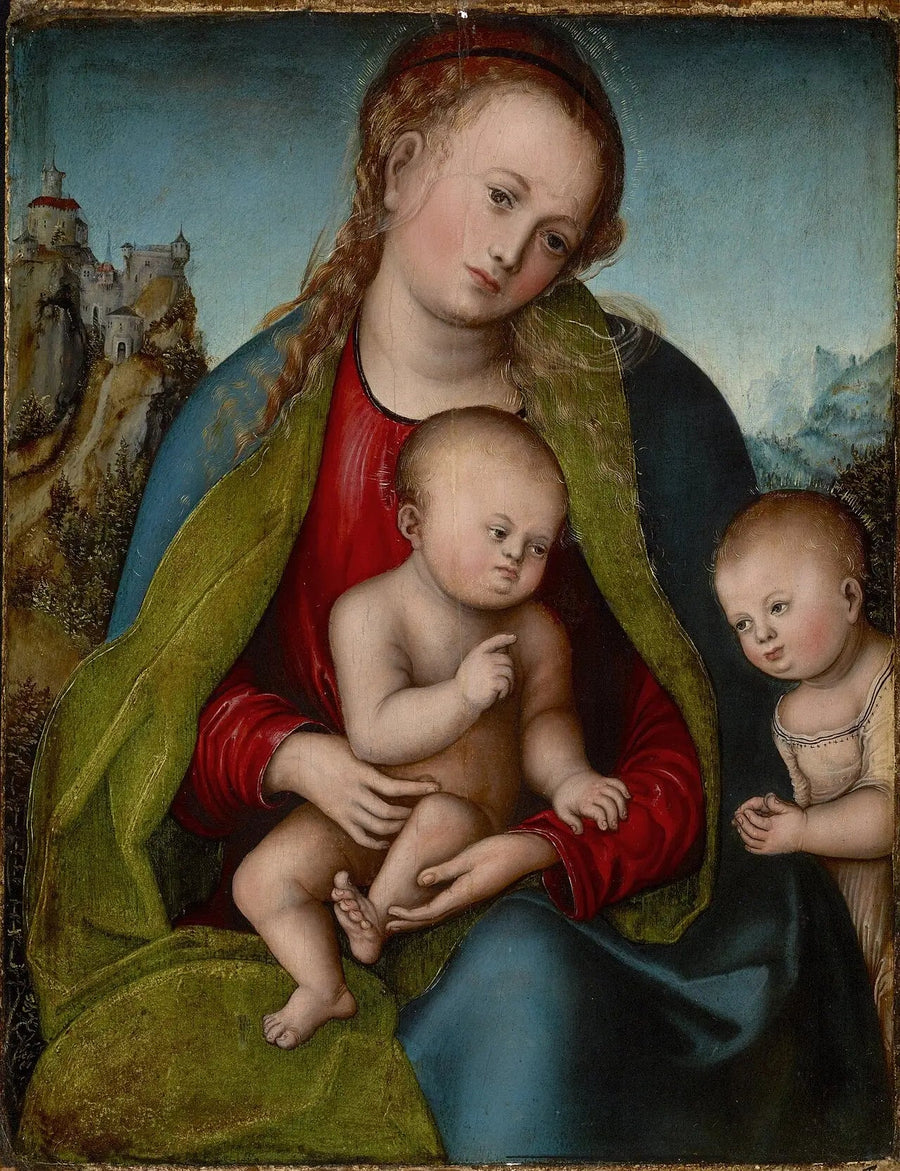 A Virgem com o Menino adorada por São João Batista criança - Lucas Cranach, o Velho