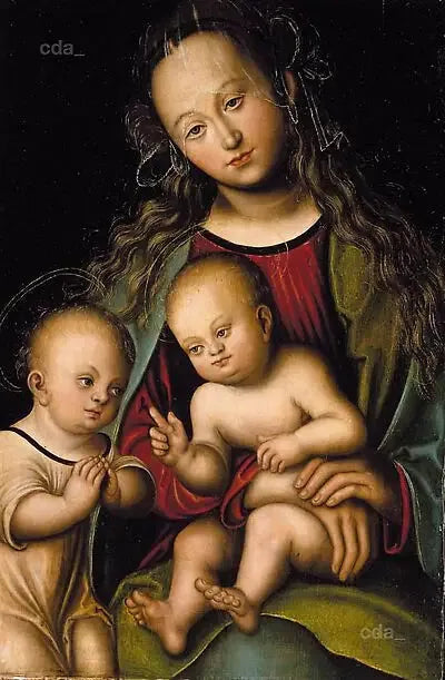 A Virgem com o Menino adorada por São João Batista criança - Lucas Cranach, o Velho