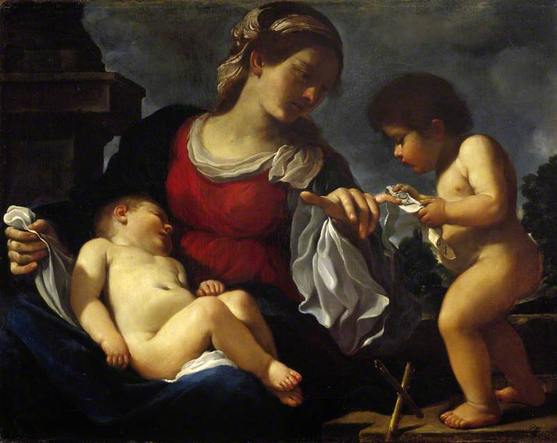 A Virgem com o Menino e o Jovem São João Batista - Guercino