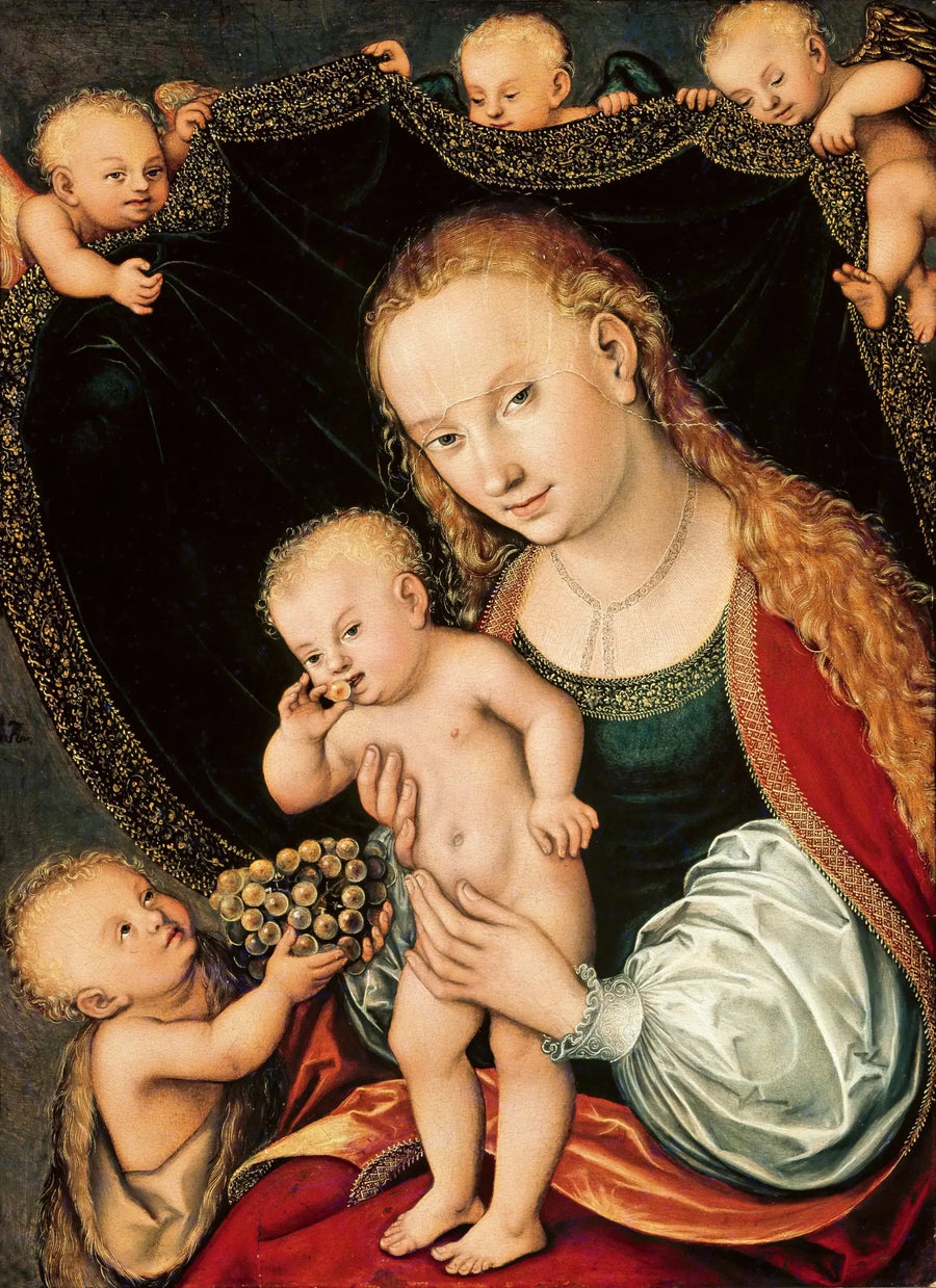 A Virgem com o Menino, João Batista e anjos - Lucas Cranach, o Velho