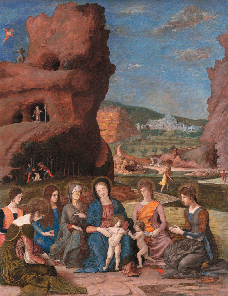 A Virgem com o Menino, São João Batista e seis santas - Andrea Mantegna