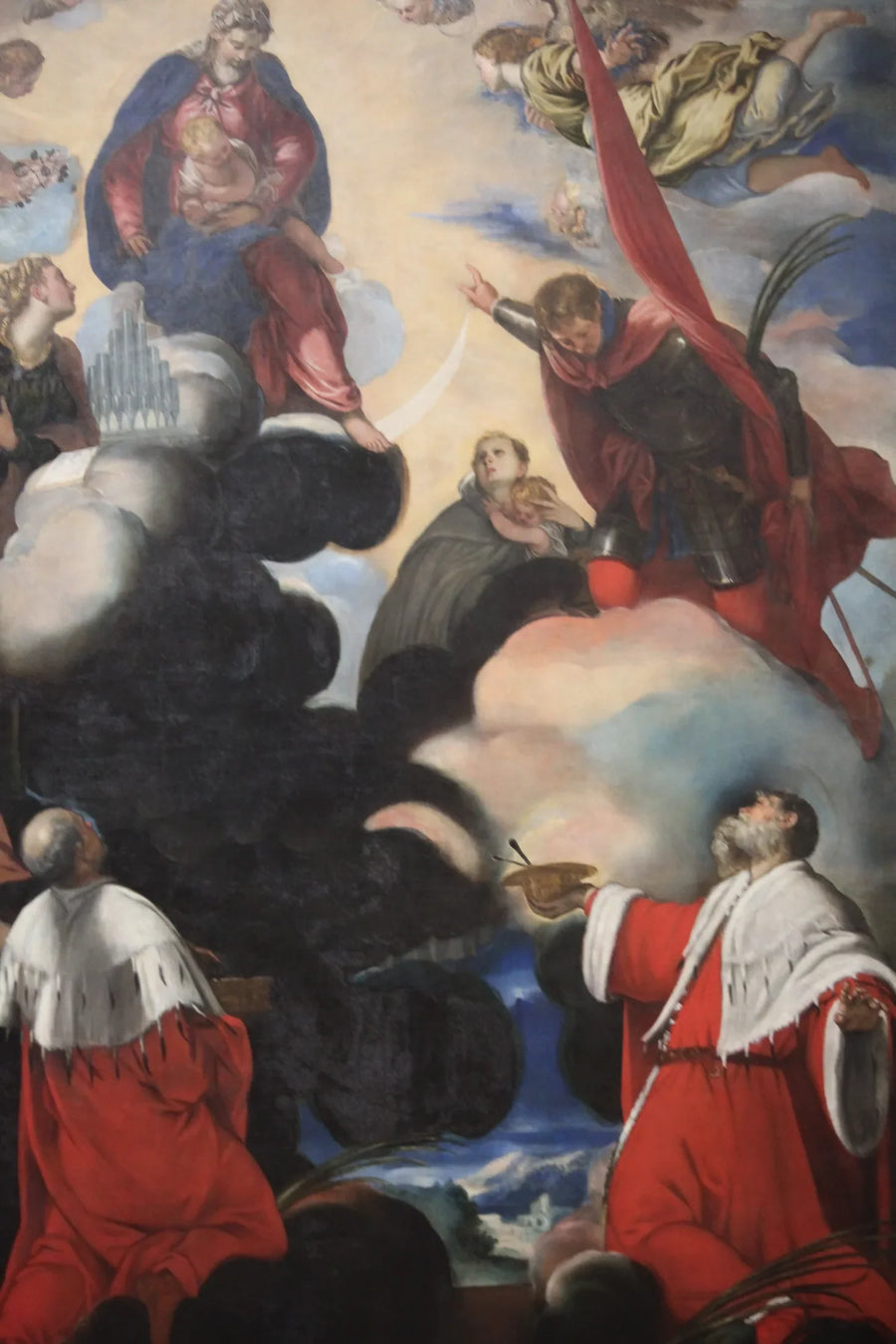 A Virgem com o Menino e os santos Cécile, Marina, Teodoro, Cômodo e Damião - Jacopo Tintoretto