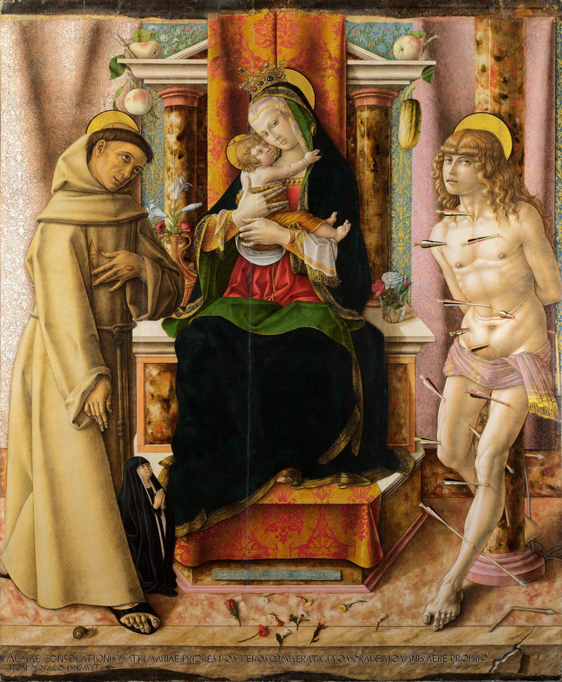 A Virgem com o Menino e os santos Francisco e Sebastião - Carlo Crivelli