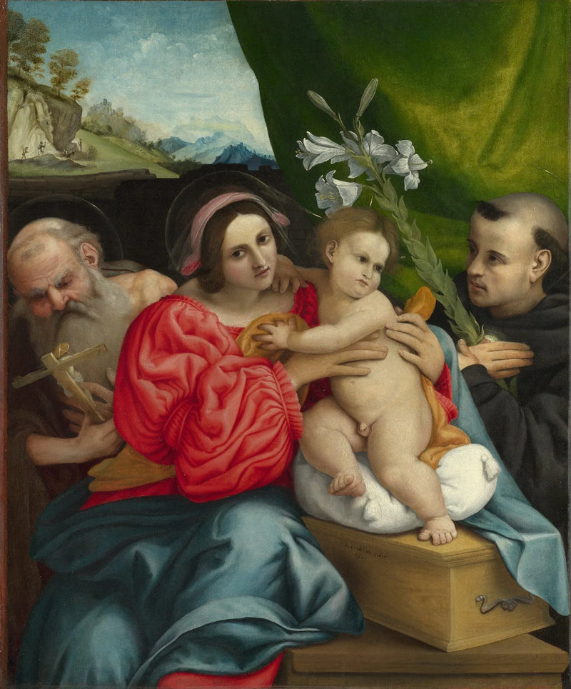 A Virgem com o Menino e os santos Jerônimo e Nicolau de Tolentino - Lorenzo Lotto