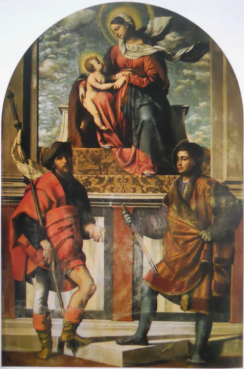 A Virgem com o Menino e os santos Roch e Sebastião - Alessandro Bonvicino