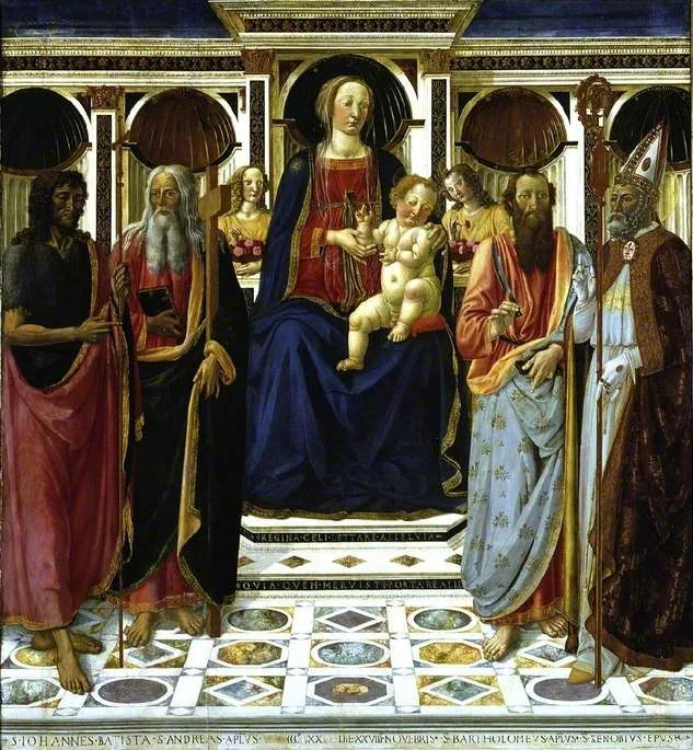 A Virgem com o Menino, com São João Batista, São André Barthélemy e São Zénobe - Cosimo Rosselli