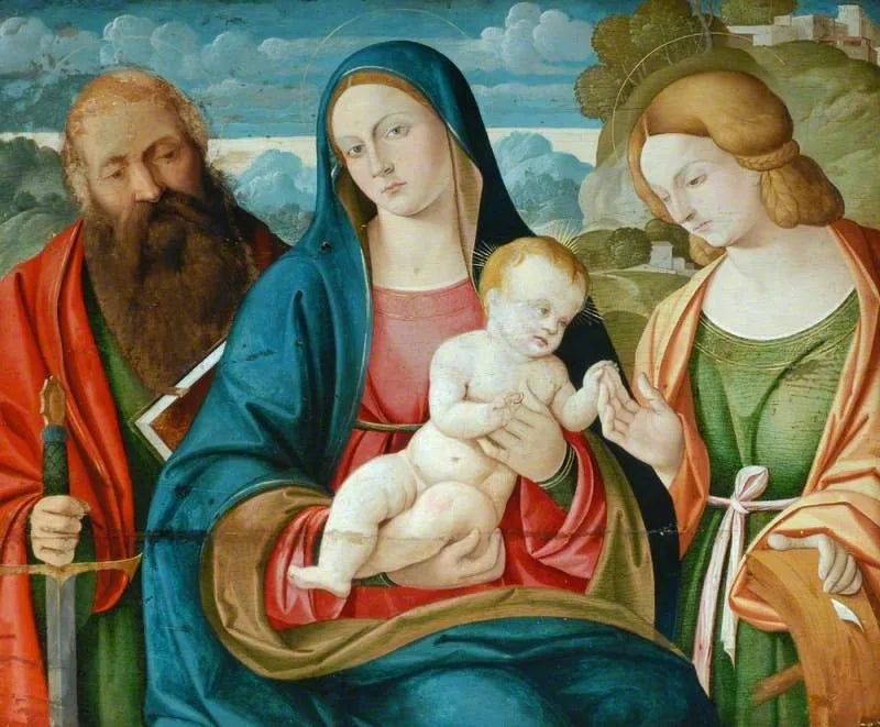 A Virgem com o Menino, São Paulo e Santa Catarina - Giovanni Bellini