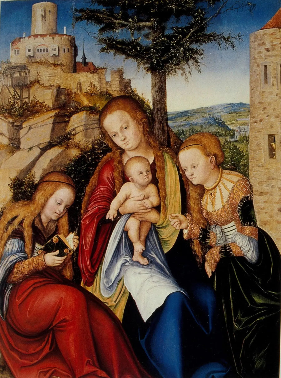 A Virgem com o Menino, Santa Bárbara e Santa Catarina de Alexandria - Lucas Cranach, o Velho