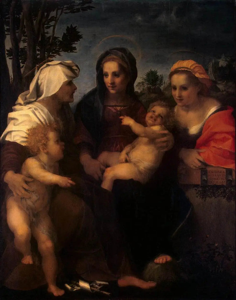 A Virgem com o Menino, Santa Catarina, Santa Isabel e São João Batista - Andrea del Sarto
