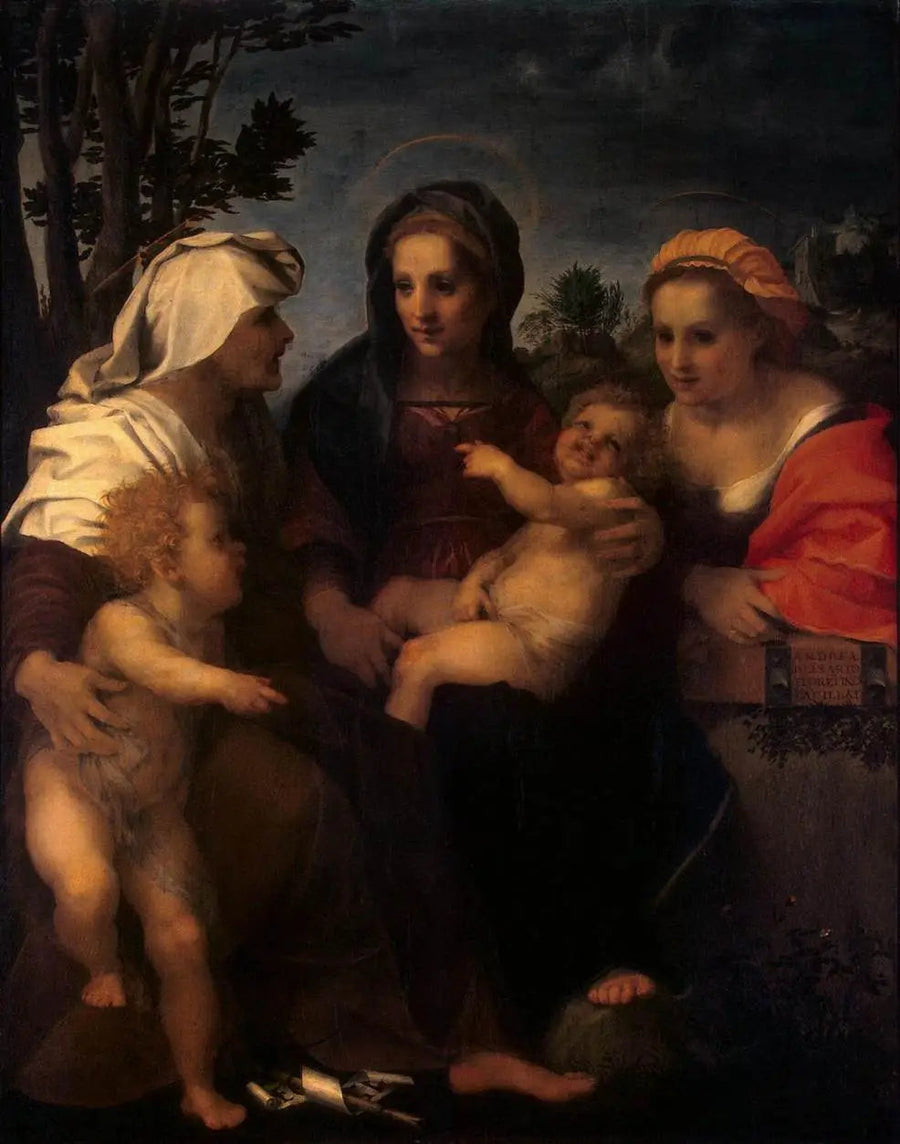 A Virgem com o Menino, Santa Catarina, Santa Isabel e São João Batista - Andrea del Sarto