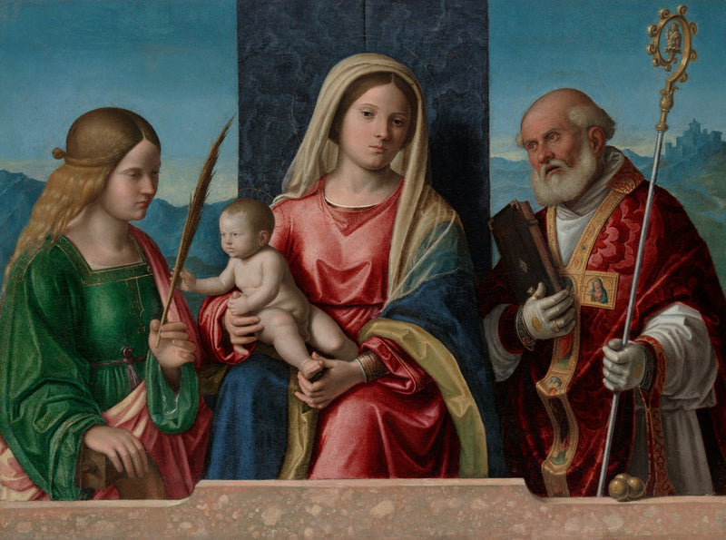 A Virgem com o Menino, Santa Catarina e São Nicolau - Cima da Conegliano