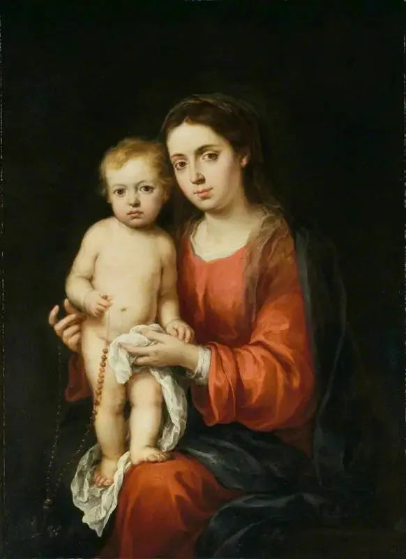 A Virgem com o Menino e um Rosário - Bartolomé Esteban Murillo