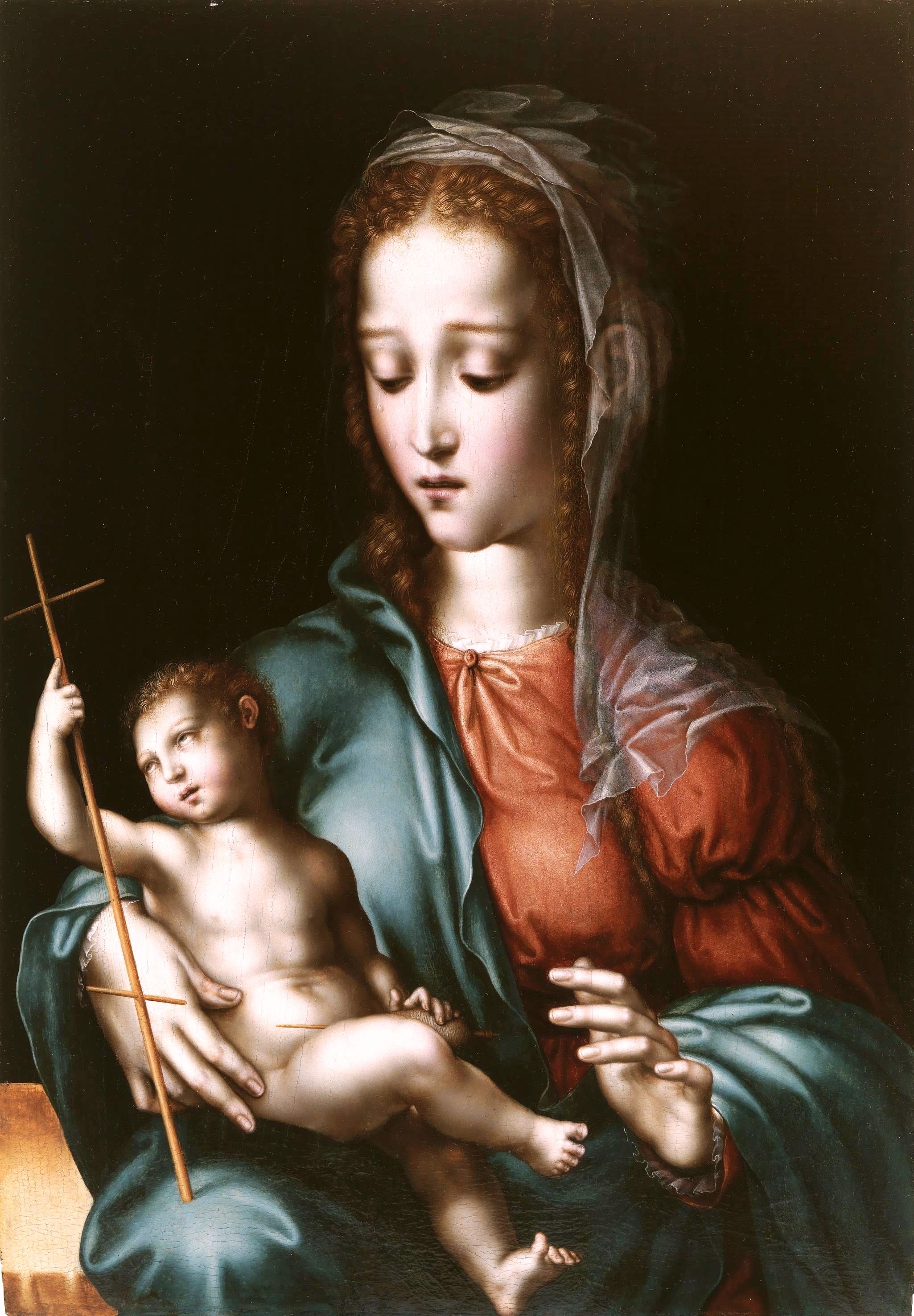 La Vierge à l'Enfant avec un fuseau - Luis de Morales image 1 reproduction artisanale de tableau
