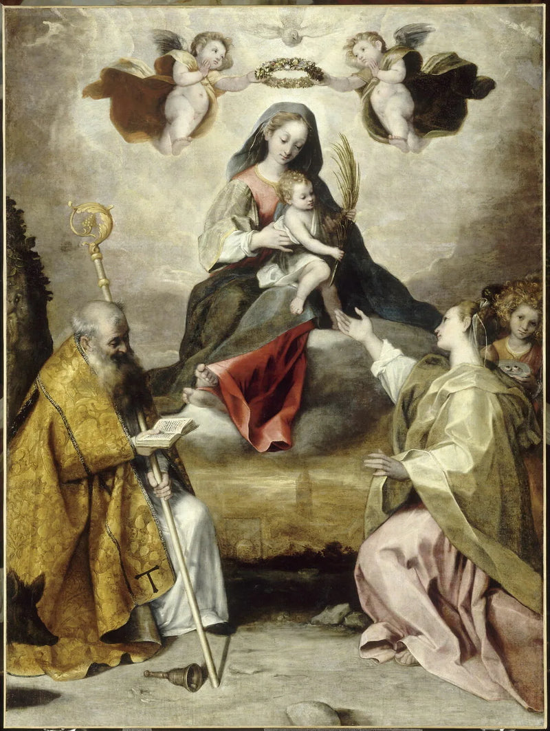 A Virgem com o Menino em glória com São Antônio abade e Santa Lúcia - Federico Barroci