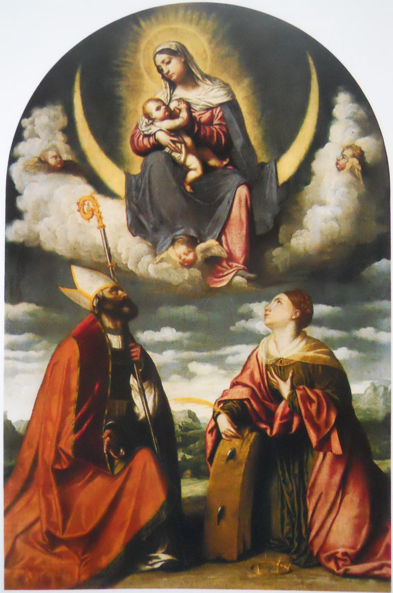 A Virgem com o Menino em glória com São Martinho e Santa Catarina - Alessandro Bonvicino