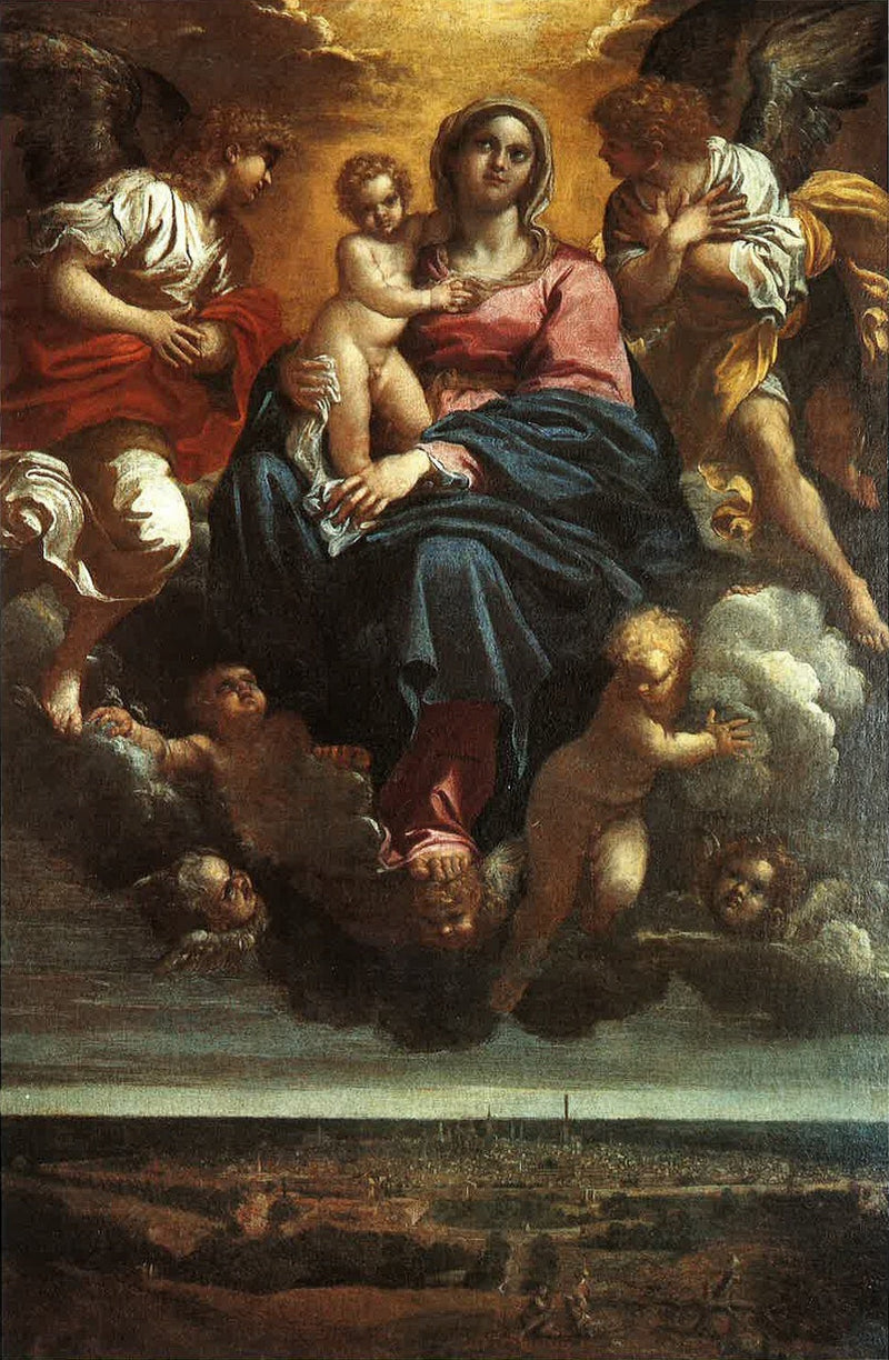 A Virgem com o Menino em glória sobre a cidade de Bolonha - Annibale Carracci