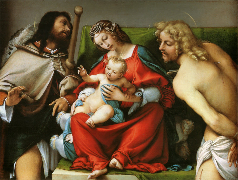 A Virgem com o Menino e os santos Rocha e Sebastiana - Lorenzo Lotto