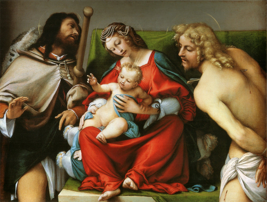A Virgem com o Menino e os santos Rocha e Sebastiana - Lorenzo Lotto
