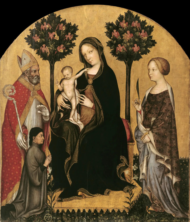 A Virgem com o Menino e Santa Catarina, São Nicolau e o Doador - Gentile da Fabriano
