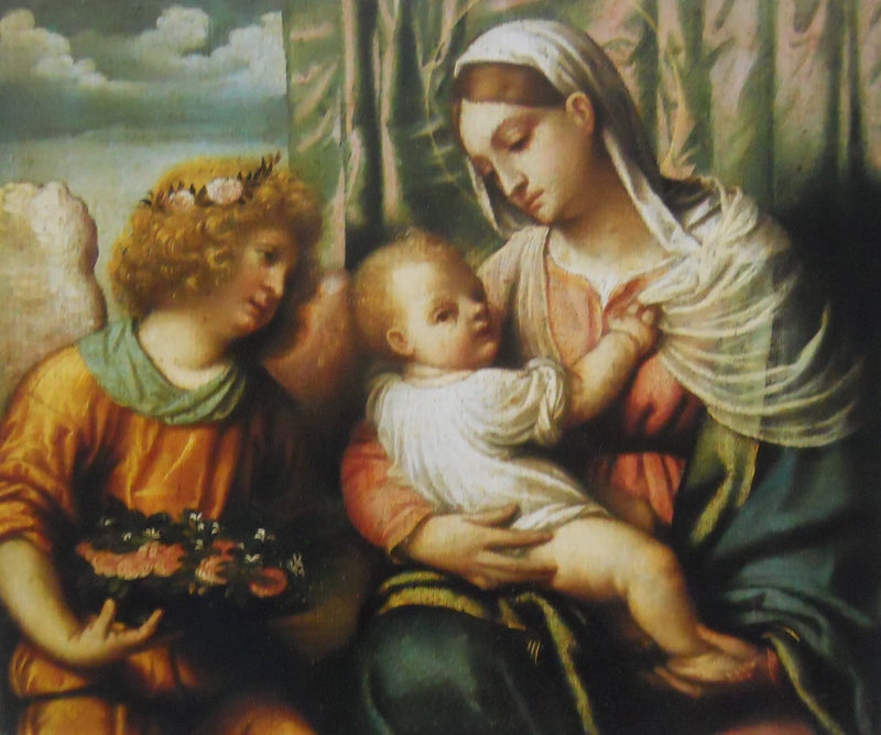A Virgem com o Menino e um anjo - Alessandro Bonvicino