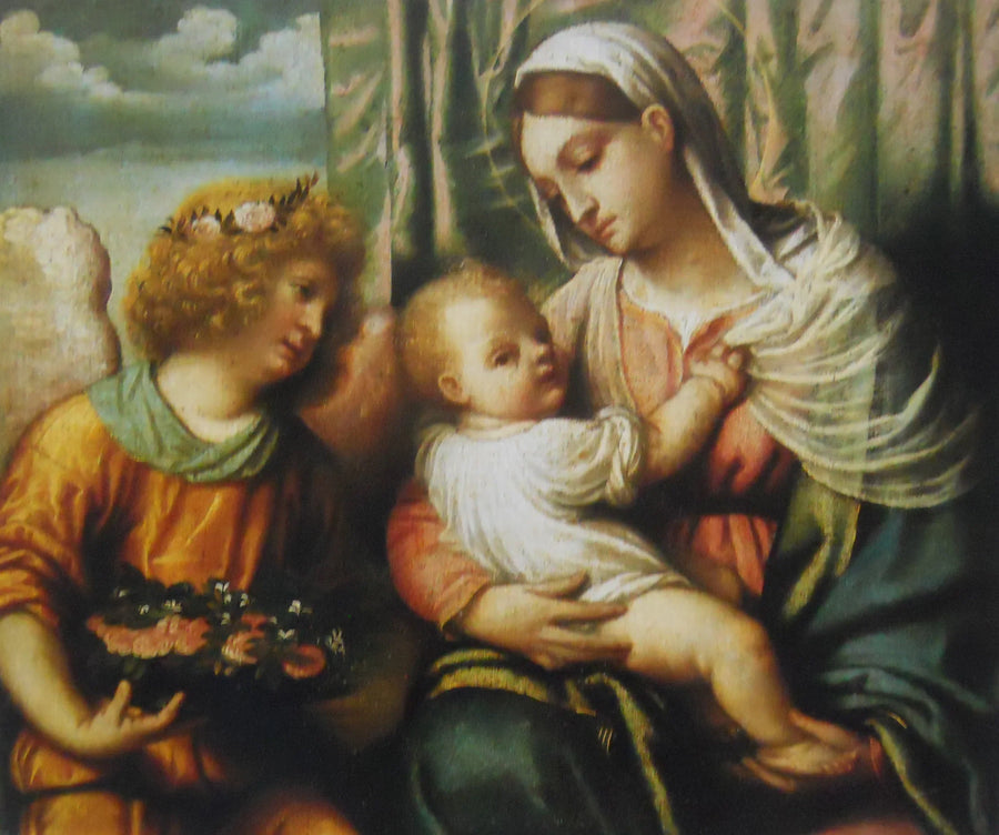 A Virgem com o Menino e um anjo - Alessandro Bonvicino