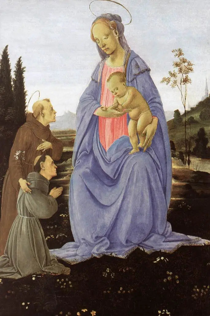 A Virgem com o Menino, São Antônio de Pádua e um irmão - Filippino Lippi