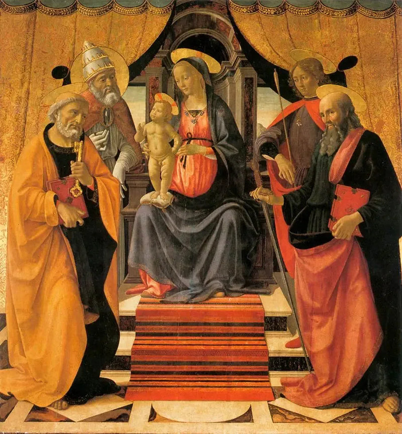 A Virgem com o Menino em trono com santos - Domenico Ghirlandaio