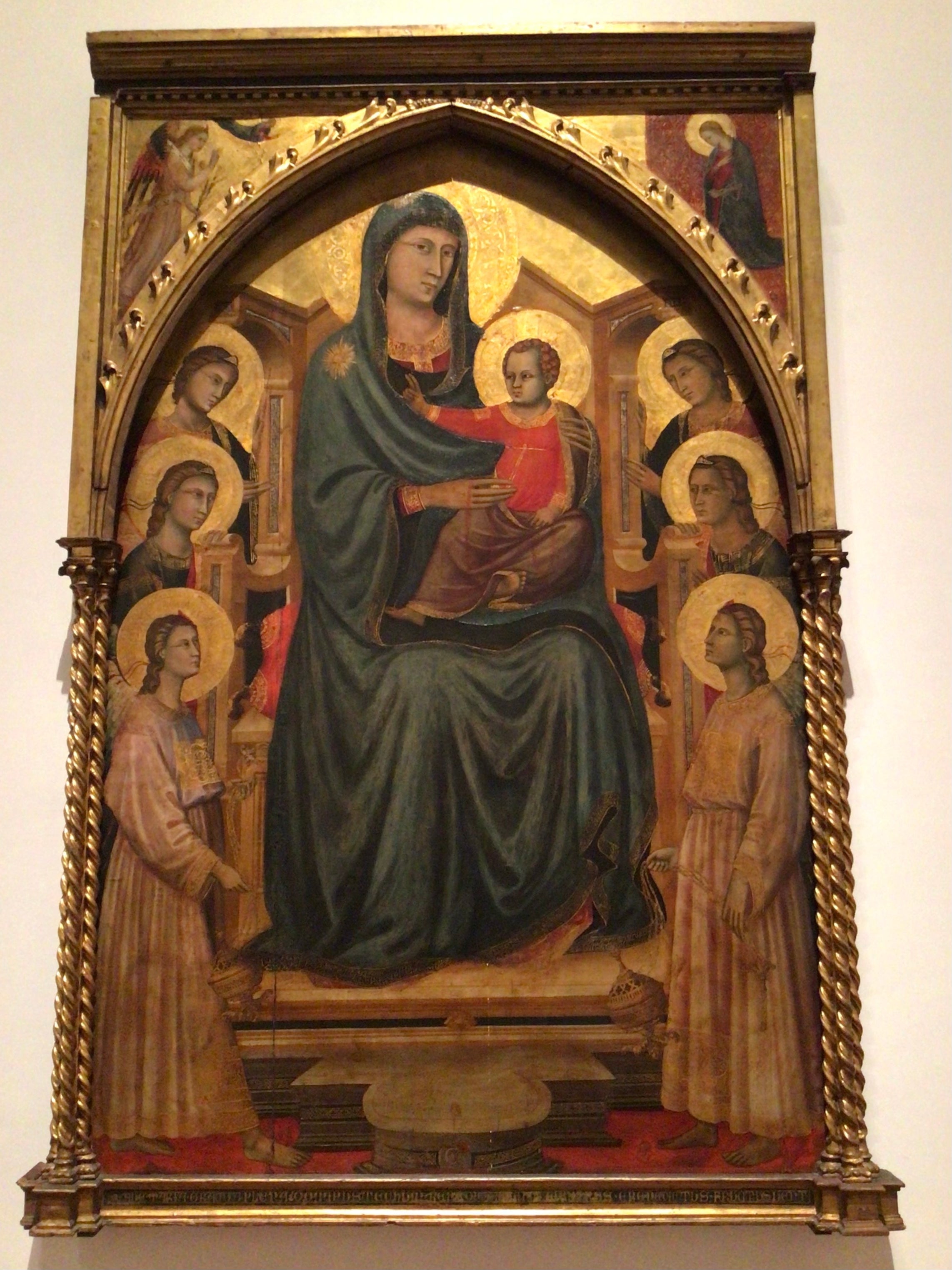 La Vierge à l'Enfant trônant avec six anges (« Maestà ») - Master of Saint Cecilia image 1 copie peinte à la main à l’huile