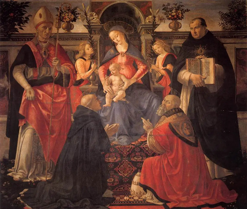 La Vierge à l'Enfant trônant entre les anges et les saints - Domenico Ghirlandaio image 1 tableau peint à l’huile sur toile