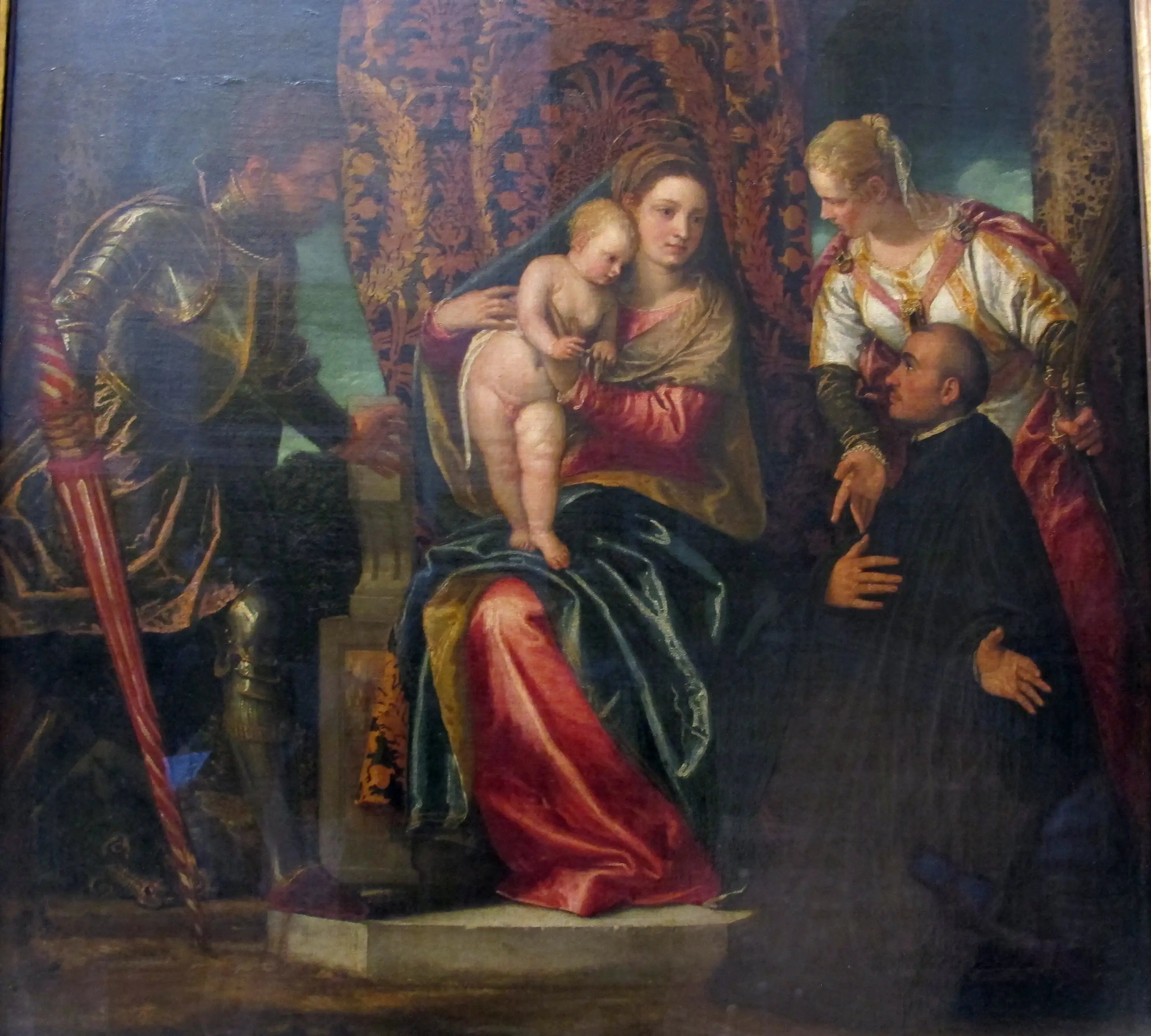 La Vierge à l’Enfant entre sainte Justine et saint Georges avec un bénédictin agenouillé - Paul Véronèse - Alpha
