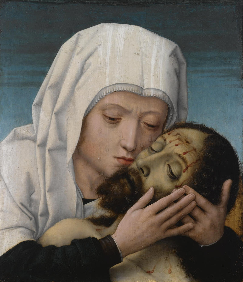 A Virgem beijando a cabeça do Cristo morto. - Gérard David