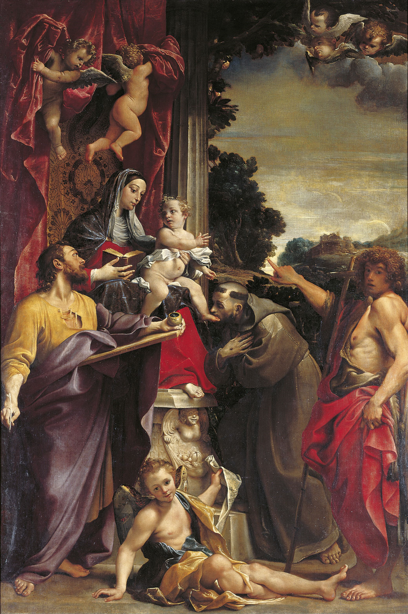 A Virgem no trono com São Mateus - Annibale Carracci