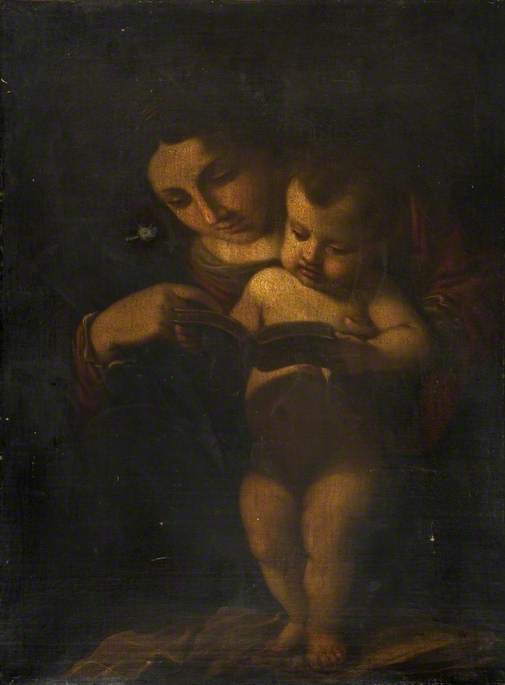 A Virgem ensinando a ler ao Menino Jesus - Guercino