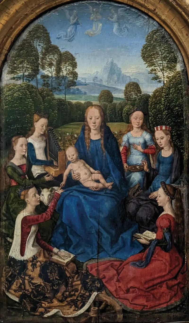 A Virgem e o Menino rodeados de santas - Hans Memling