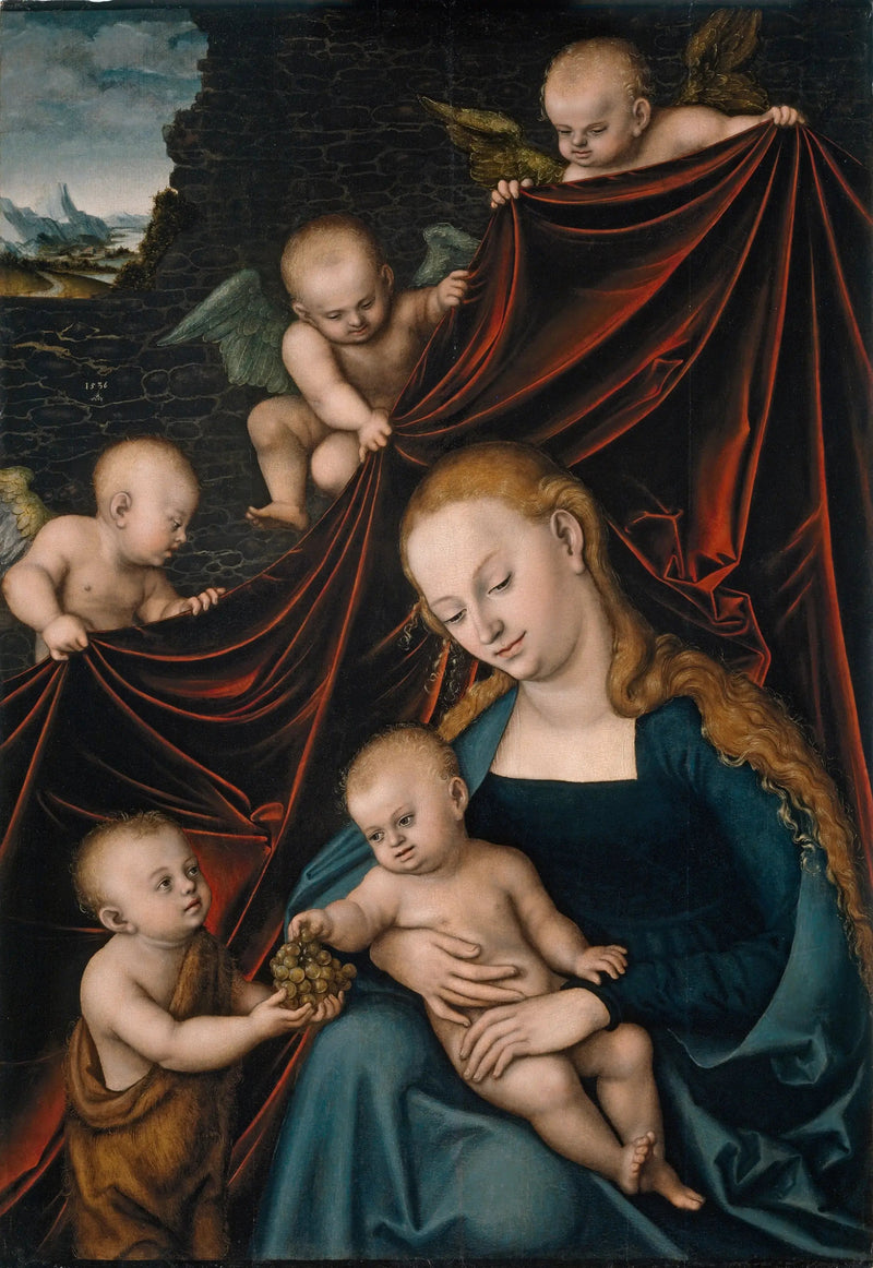 A Virgem e o Menino, São João e os Anjos - Lucas Cranach, o Velho