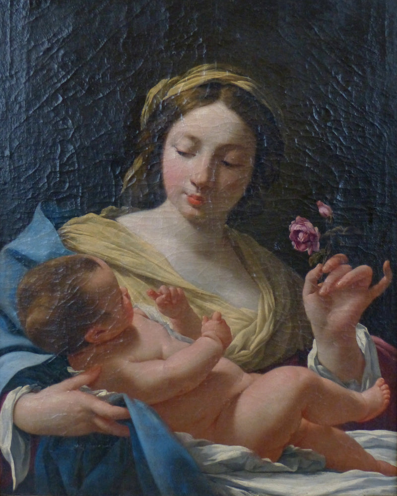A Virgem e o Menino com a Rosa - Simon Vouet