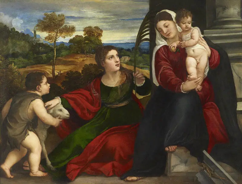 A Virgem, o Menino, Santa Agnes e São João Batista - Titian