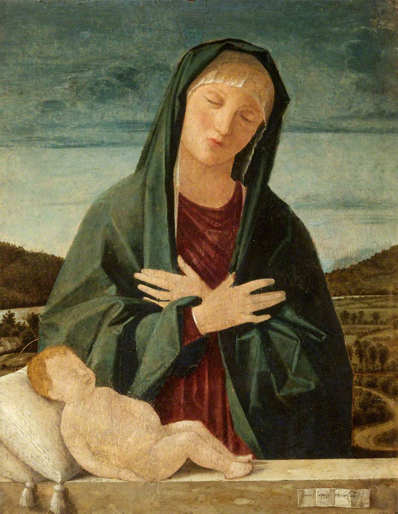 A Virgem Maria adorando o Menino Jesus dormindo - Cima da Conegliano