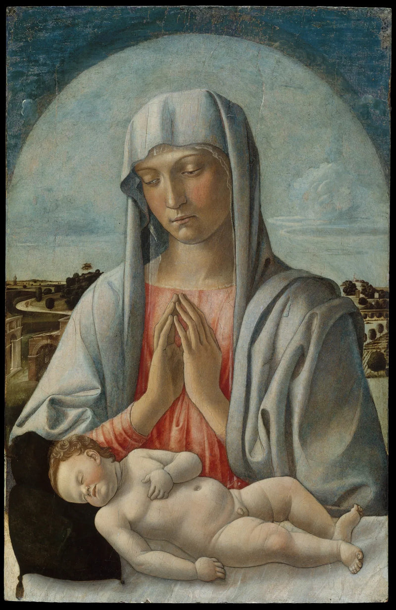 A Virgem Maria adorando o Menino Jesus dormindo - Giovanni Bellini