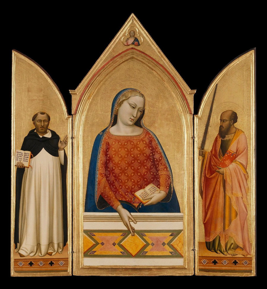 A Virgem Maria com os santos Tomás de Aquino e Paulo - Bernardo Daddi