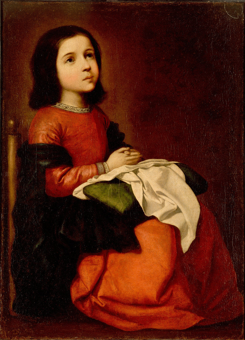 A Virgem Maria como uma criança rezando - Francisco de Zurbarán