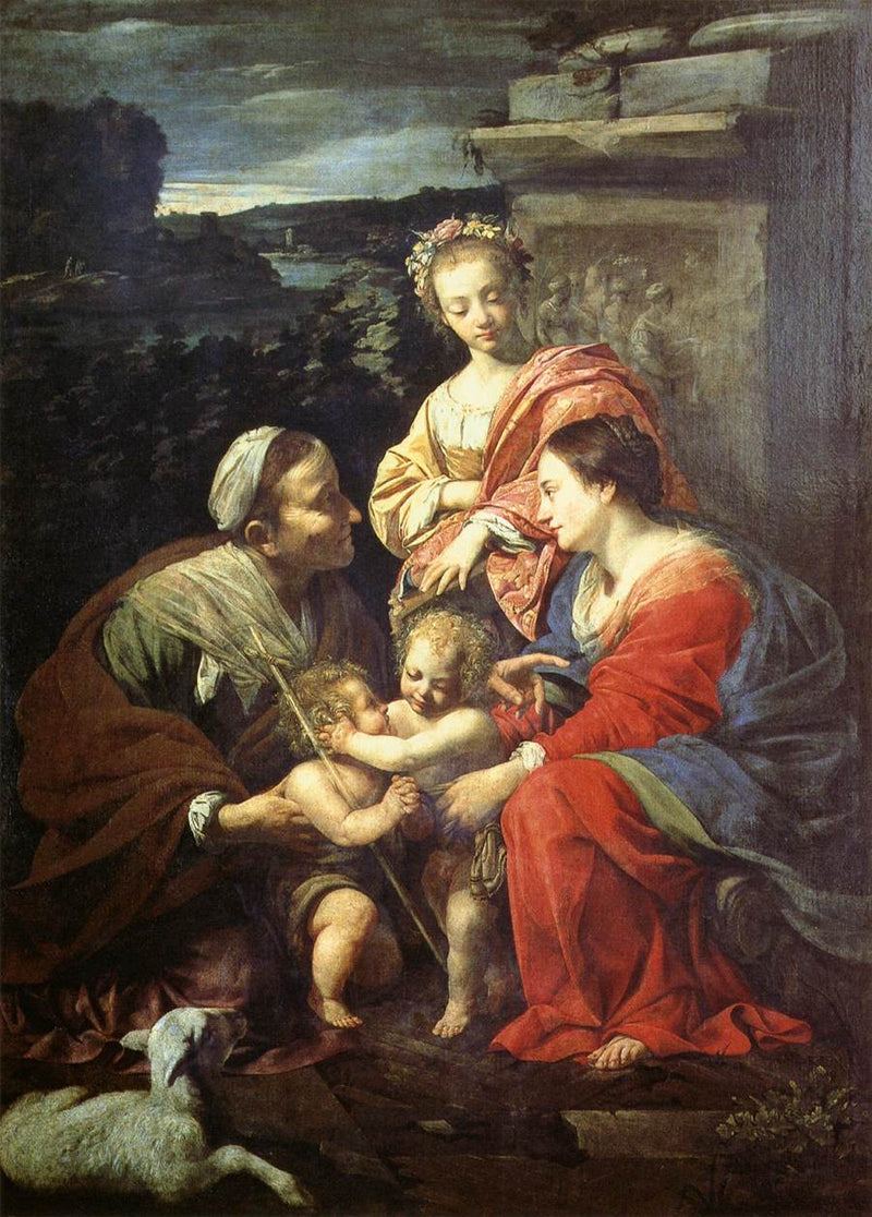 A Virgem Maria e o Menino Jesus com Santa Isabel, São João Batista e Santa Catarina - Simon Vouet